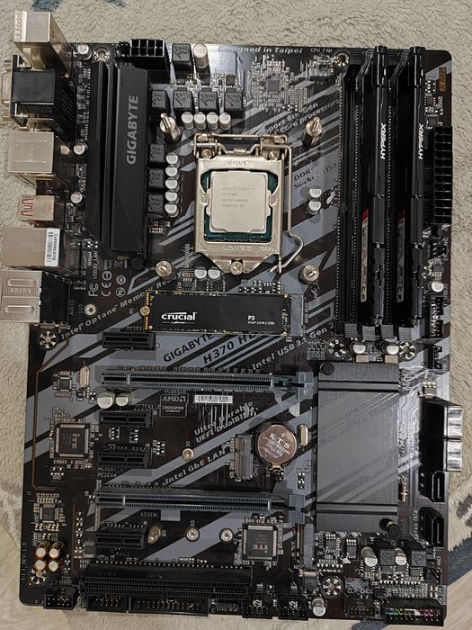 Комплект материнка gigabyte h370 hd3 soc 1151v2. Проц,озу.