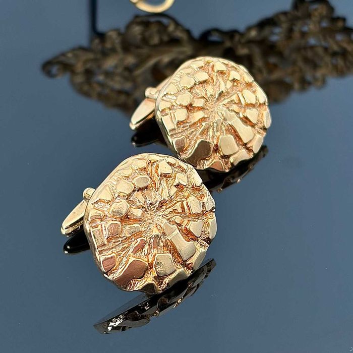 Złote spinki do mankietów pozłacane 24 karatowym złotem