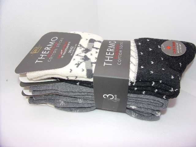 3x Skarpety damskie bawełniane ciepłe, zimowe 35/38 art 68305 MA szare