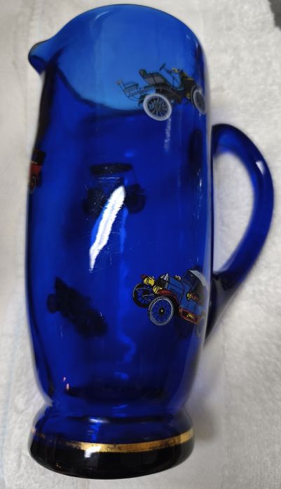 Jarro em vidro azul vintage