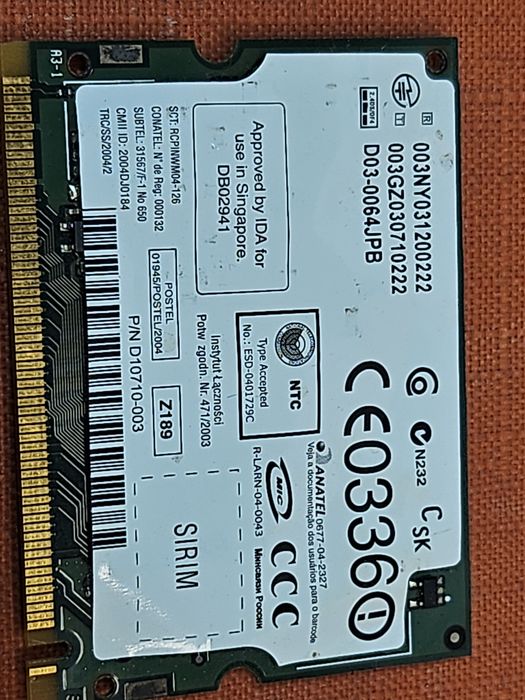 karta sieci bezprzewodowej Intel PRO/Wireless 2200BG