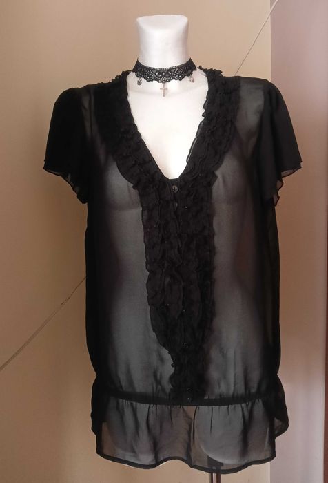 Czarna bluzka mgiełka 'żabot' falbany gothic lolita Gothic emo Soon 14