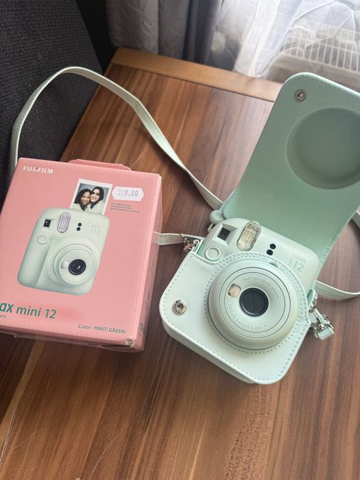Aparat Fujifilm Instax Mini 12 Mint Green (Miętowy) + Etui + 6 Zdjęć | Stan Idealny