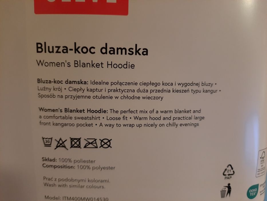 Kocobluza, duży rozmiar, wzór "Laski"