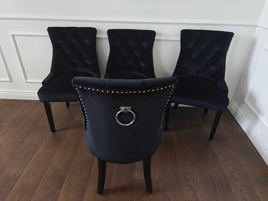 Krzesła welurowe Glamour zestaw 4 sztuk