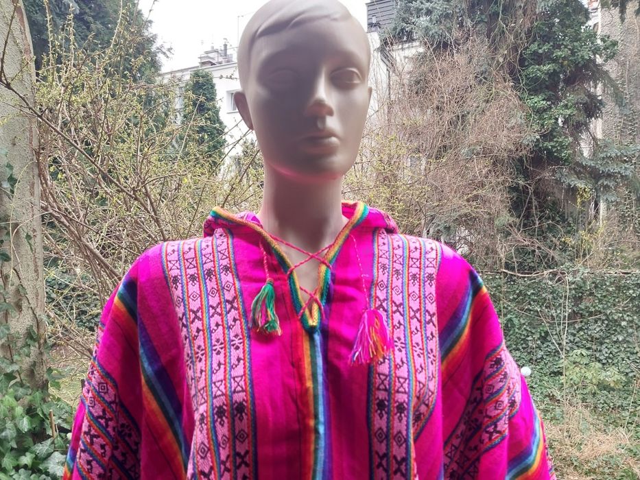 Barwne nowe ponczo poncho z Peru