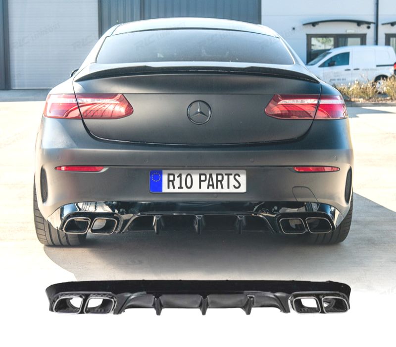 DIFUSOR MERCEDES CLASE E C238 16- AMG PRETO BRILHANTE LOOK E63 + PONTEIRAS ESCAPE