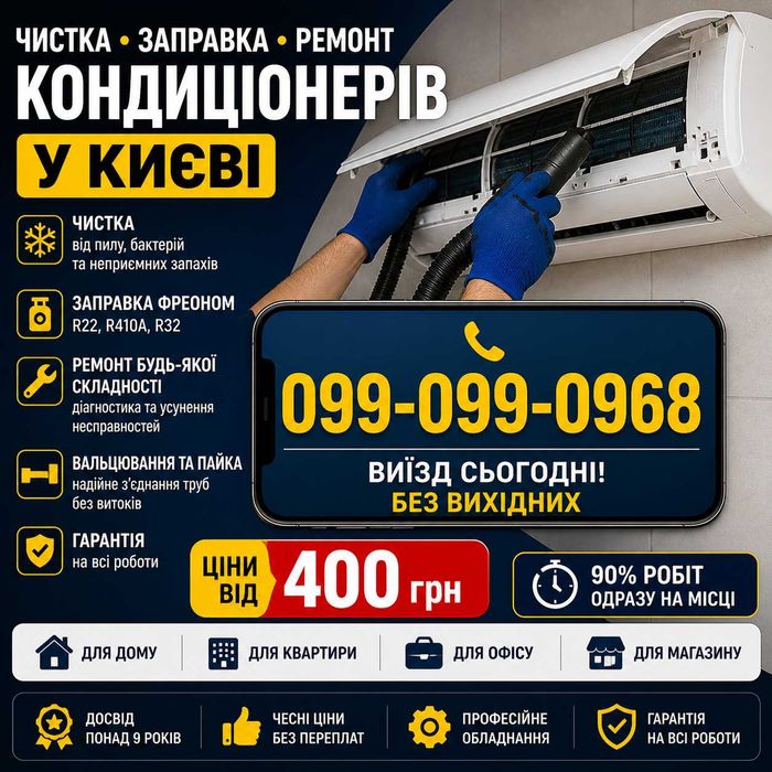Чистка кондиционера Киев ремонт заправка фреон