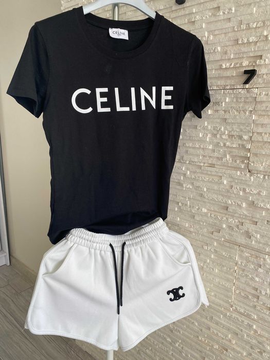 Białe szorty na gumie + 2 x t-shirt celine poszukiwane rozm. M