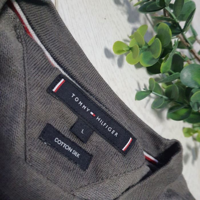 Tommy Hilfiger  Cotton Silk sweter męski, szary  / stalowy,  L.