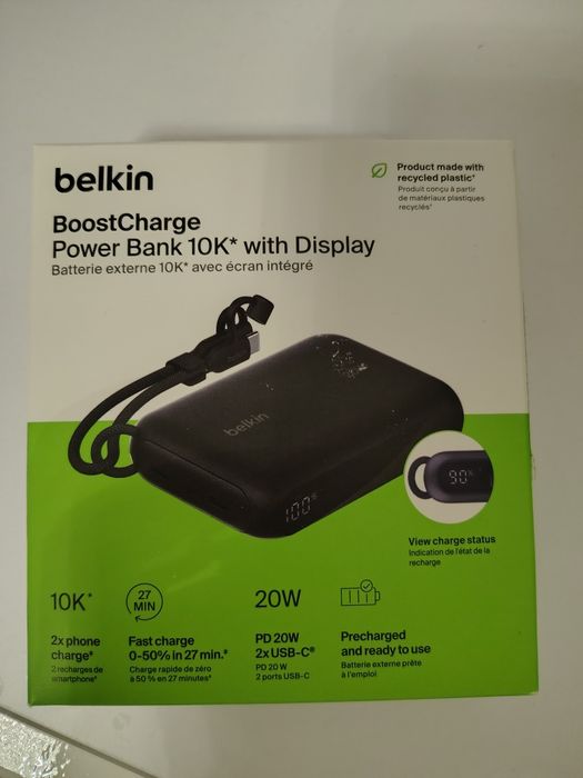 Power Bank Belkin 10000мАh 20W з дисплеєм, чорний