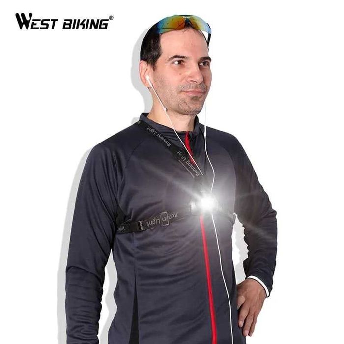 Нагрудный USB велофонарик West Biking фонарик на грудь для бега фонарь
