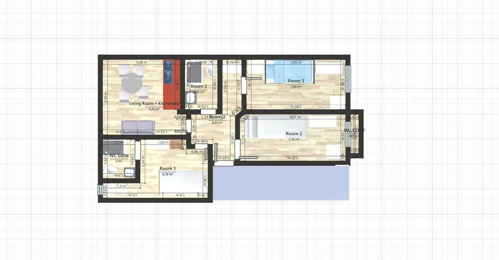 Apartamento para férias T3 com 2 wc
