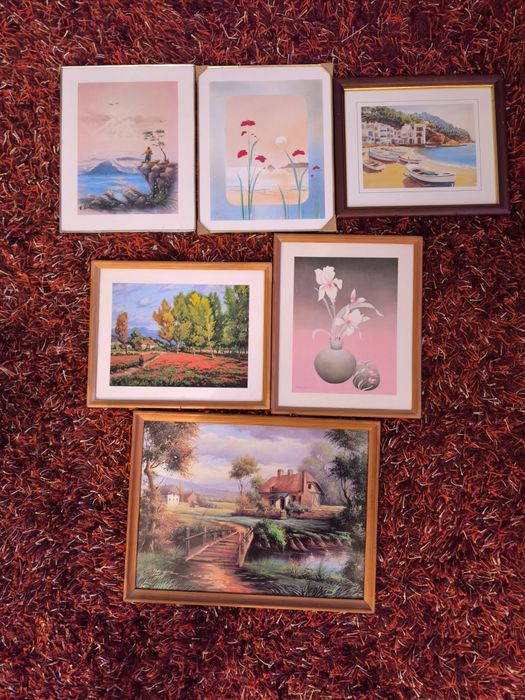 Quadro paisagem , beira mar,por do sol ,flores