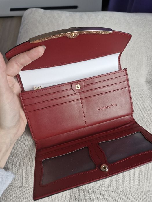 Nowy portfel czerwony ekoskórka lakierowana