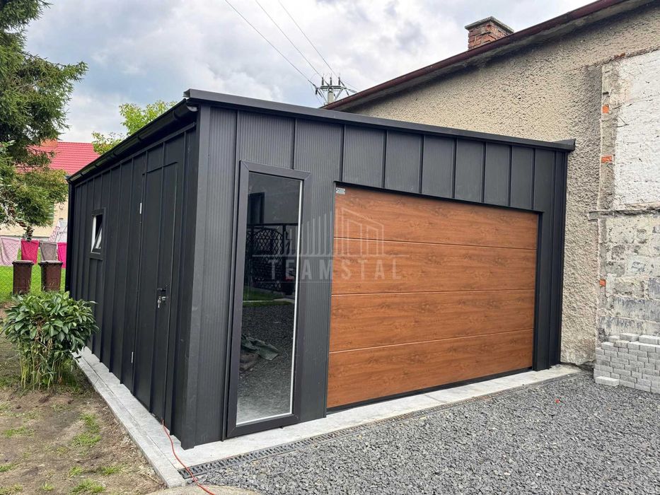 Garaż Blaszany 5x5,5 m brama 2x okno blacha na rąbek rynny TS1164
