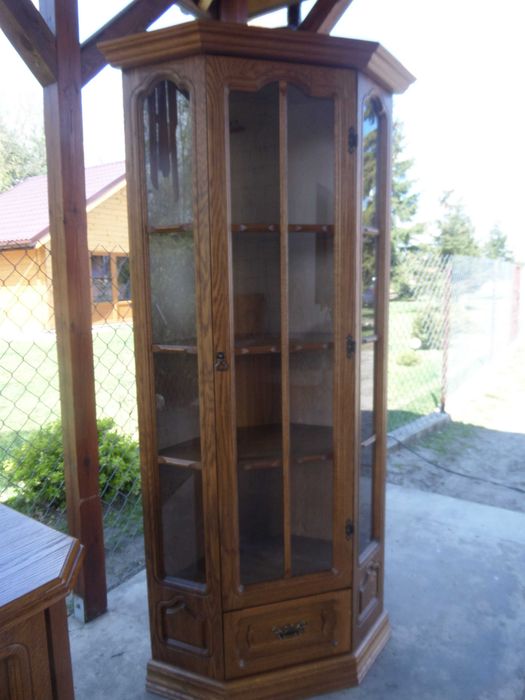 zestaw dębowych mebli komoda narozna witryna stan bdb WYSYŁKA dowóż