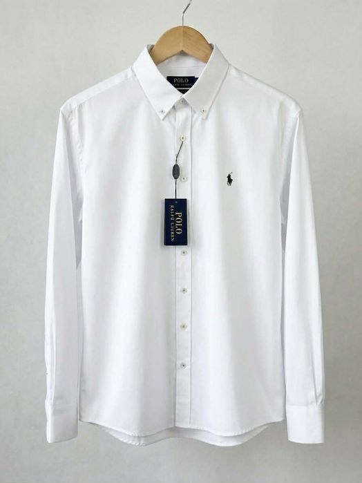 Biała męska koszula z długim rękawem guziki rozmiar XXL Ralph Lauren