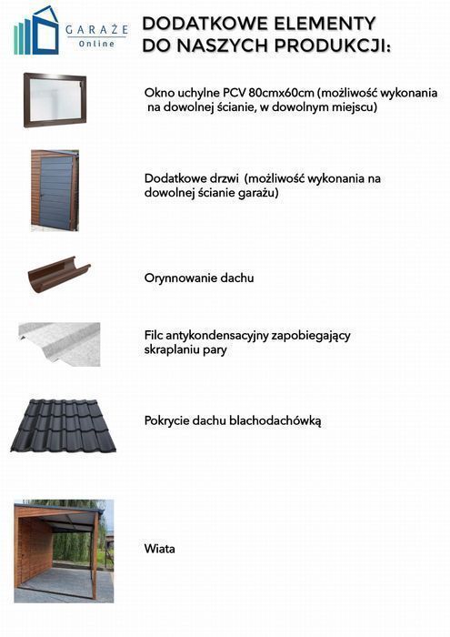 GARAŻ BLASZANY 6x5 spad tył - Brama - antracyt wolnostojący ID174