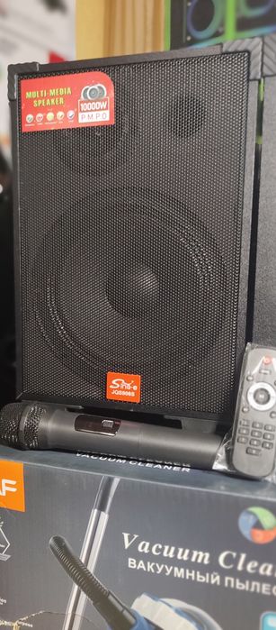 Караоке акустика Atlanfa-908 (SD,USB,AUX,FM, Bluetooth) пульт ДУ, микр