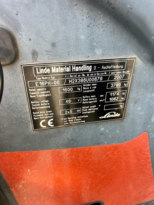 Навантажувач електричний Linde E16, 2007р., 1.6т., 6.5м