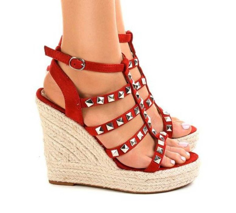 Czerwone espadryle na koturnie rozmiar 40