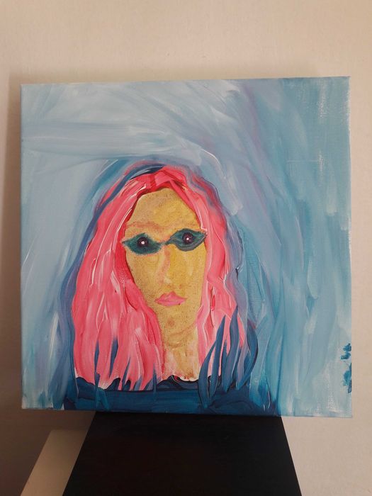 Obraz malowany akryl/ płótno, Portret Kobiety  30x30cm