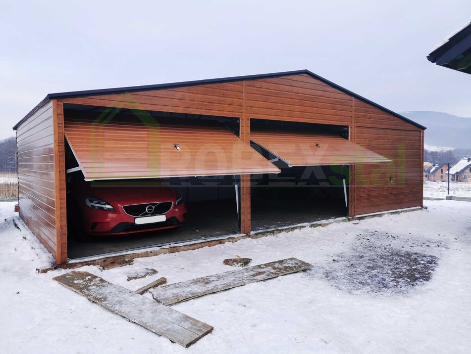 Garaż blaszany 9x5 garaż trzystanowiskowy drewnopodobny producent 6x6