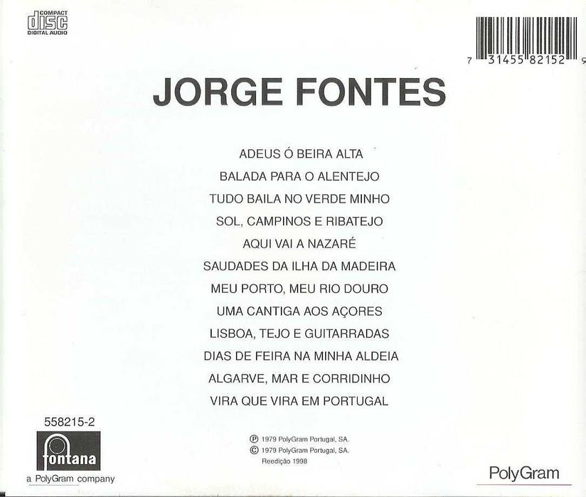 Jorge Fontes - Guitarra Portuguesa, Canções de Portugal