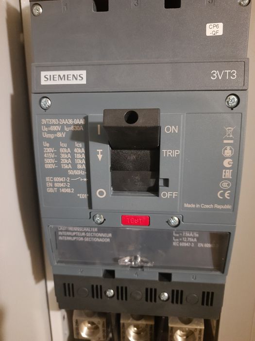 Автоматичний вимикач siemens 3VT3 630 A