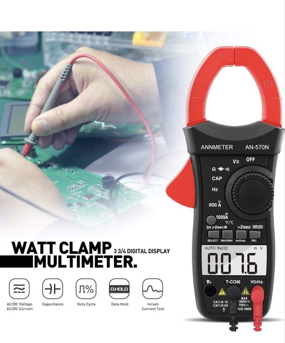 Cyfrowy cęgowy multimetr, 6000 zliczeń TRMS automatyczny