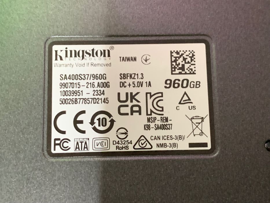 SSD Kingston 1tb (960gb) SA400 2,5 sata