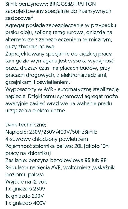 Agregat prądotwórczy