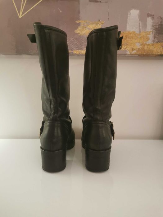 Czarne skórzane botki workery trapery damskie 37