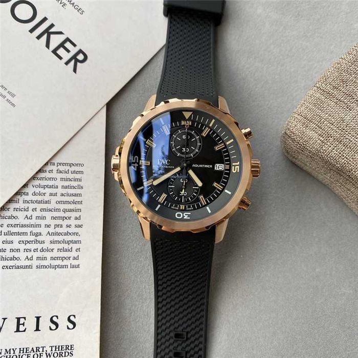 Годинник кварцовий IWC pilot schaffhausen розове золото та серебро