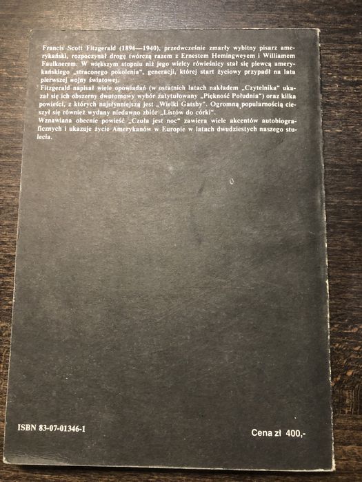 Książka „Czuła jest noc”