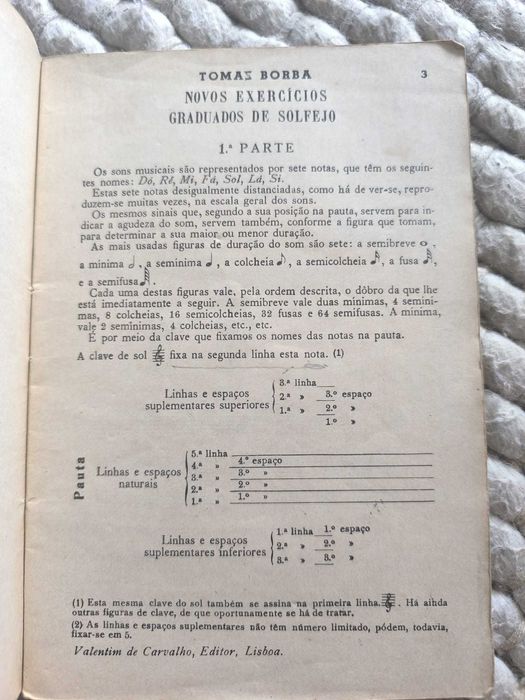 Livro "Novos Exercícios Graduados de Solfejo I" de Tomaz Borba