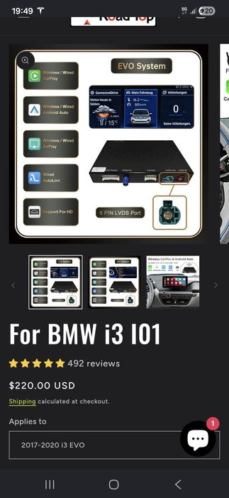 CarPlay/AndroidAuto para BMW I3 Evo