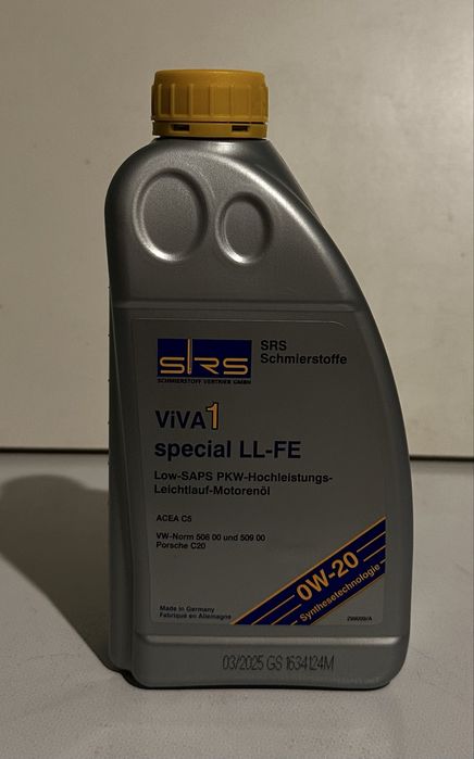 Оригінальна моторна олива преміум-класу SRS ViVA1 Special LL-FE 0W-20 1L