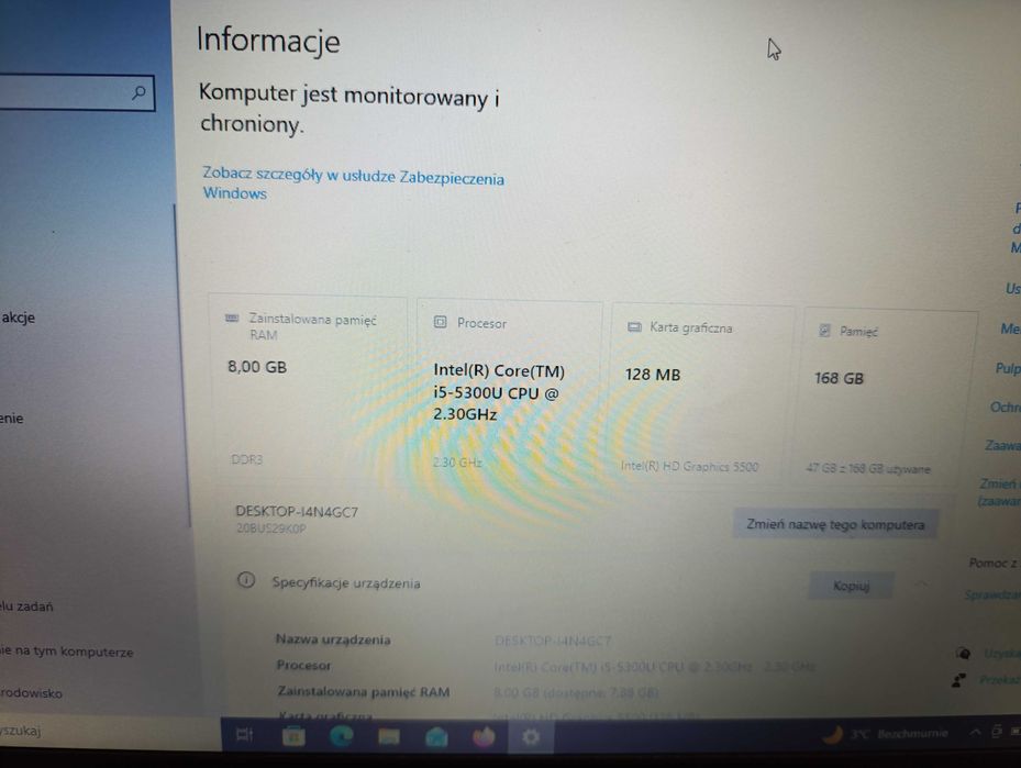 Laptop Lenovo T450 i5-5300, 8 Gb, SSD, Sprawny , kompletny Win10