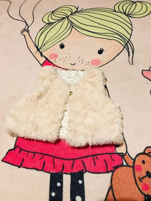 Futerko bolerko kamizelka futrzane pudrowy róż rozmiar 74 H&M