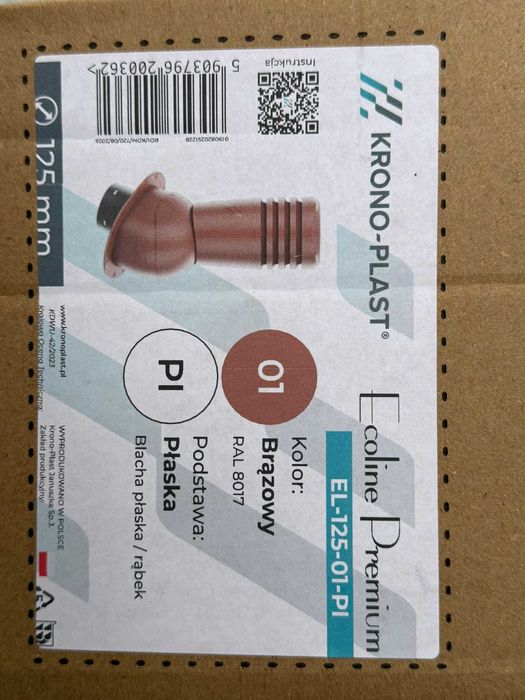 Kominek wentylacyjny fi 125 RAL 8017