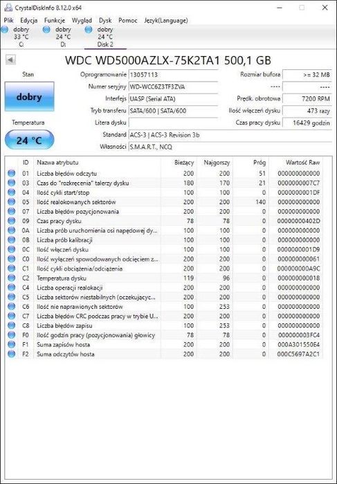 Dysk WD Blue SATA 500GB