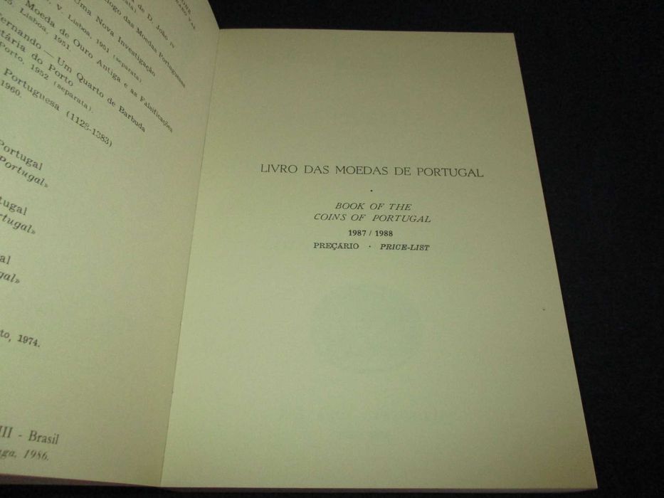 Livro das Moedas de Portugal Preçário 1987 a 1988