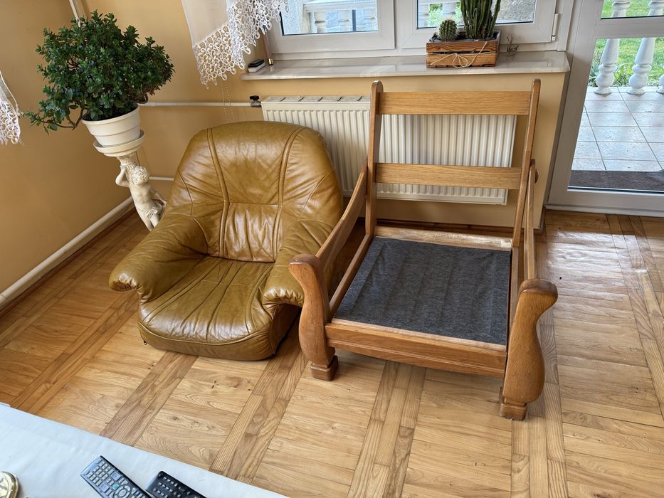 Komplet wypoczynkowy skórzany zestaw mebli