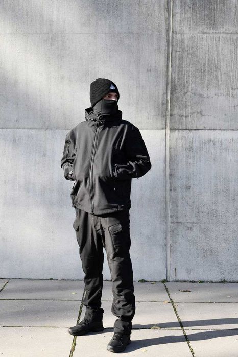 Костюм тактичний софтшел зимовий флісовий мультикам, сірий,чорний