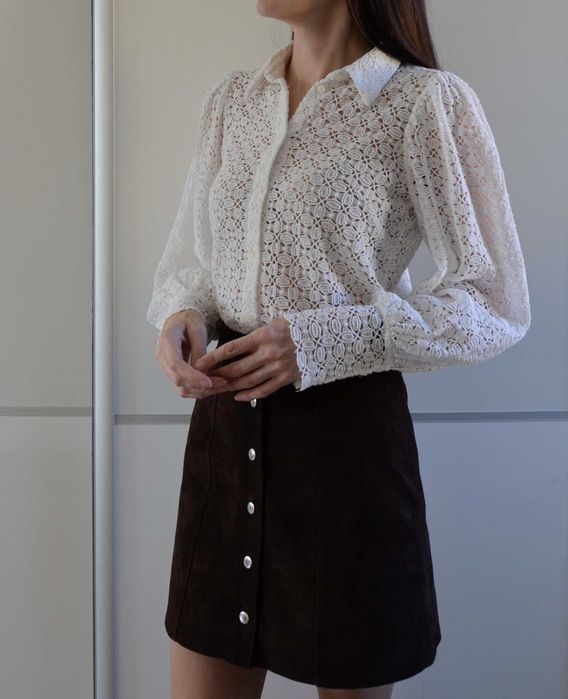& Other Stories biała ażurowa bluzka koszula premium 34 XS