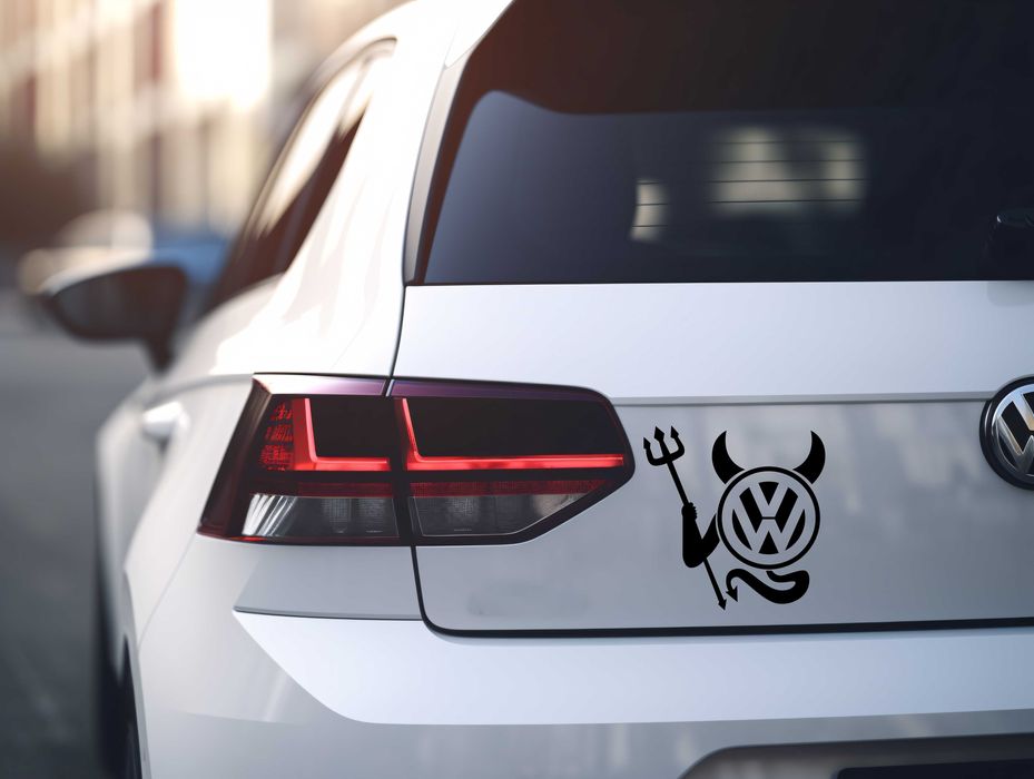 Naklejka VW DEVIL - 12x12cm - na telefon, laptop, samochód