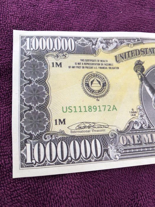 Купюра 1 миллион долларов / банкнота 1 мільйон долларів / долари