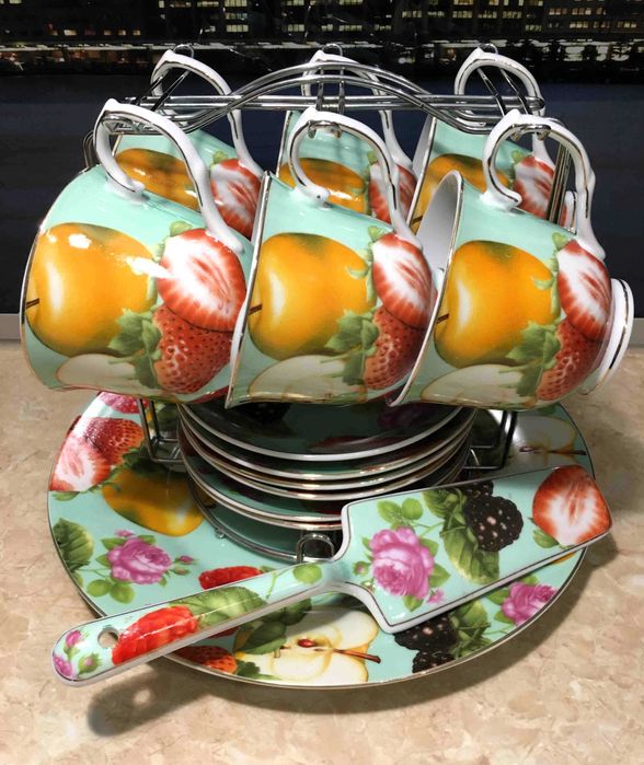 Чайный сервиз. Чайный набор  + Тарелка для торта IDEAL (14 предметов)